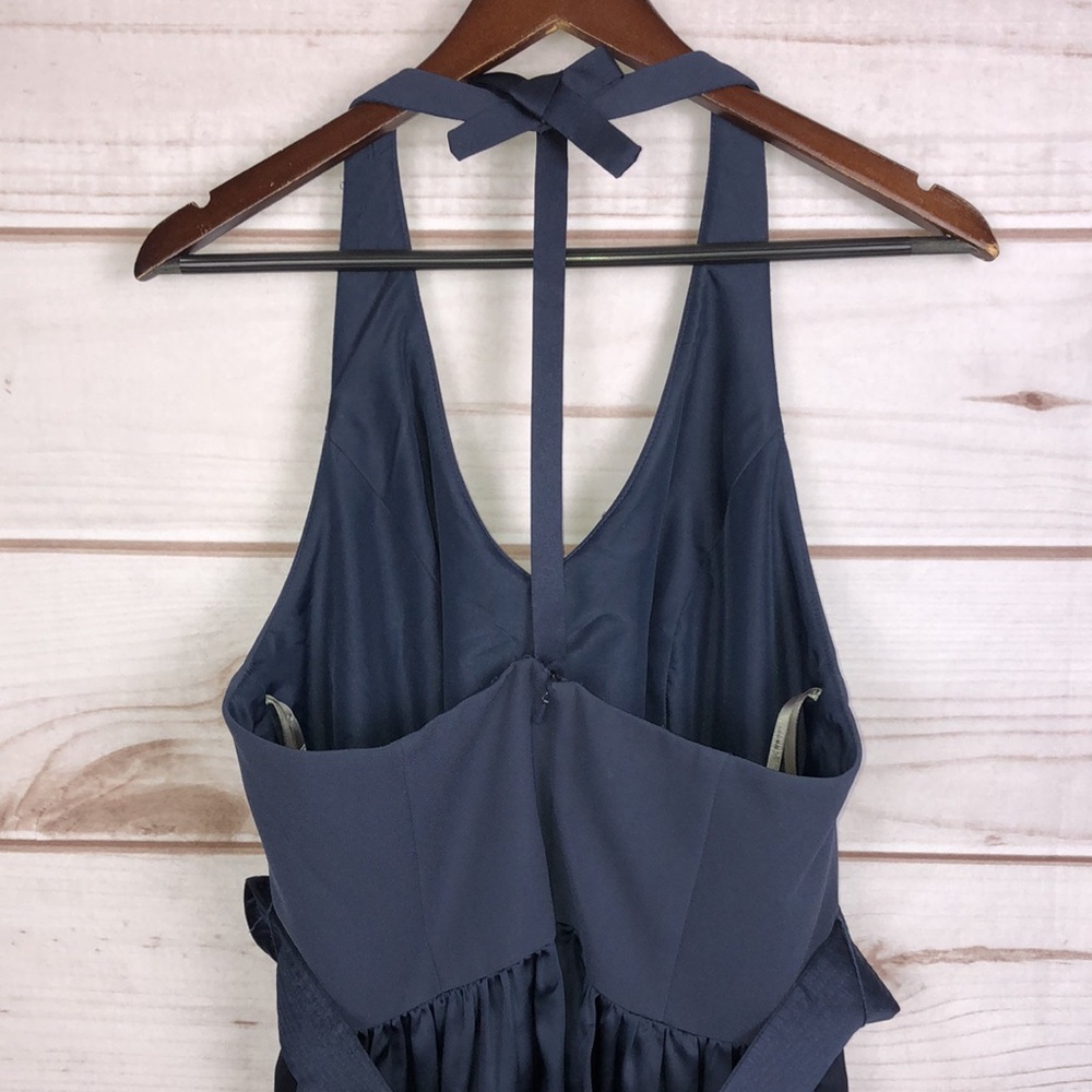 Vera Wang White Short Midnight T-Strap Halter Bridesmaid Dress - Size 14 - Picture 7 of 13
